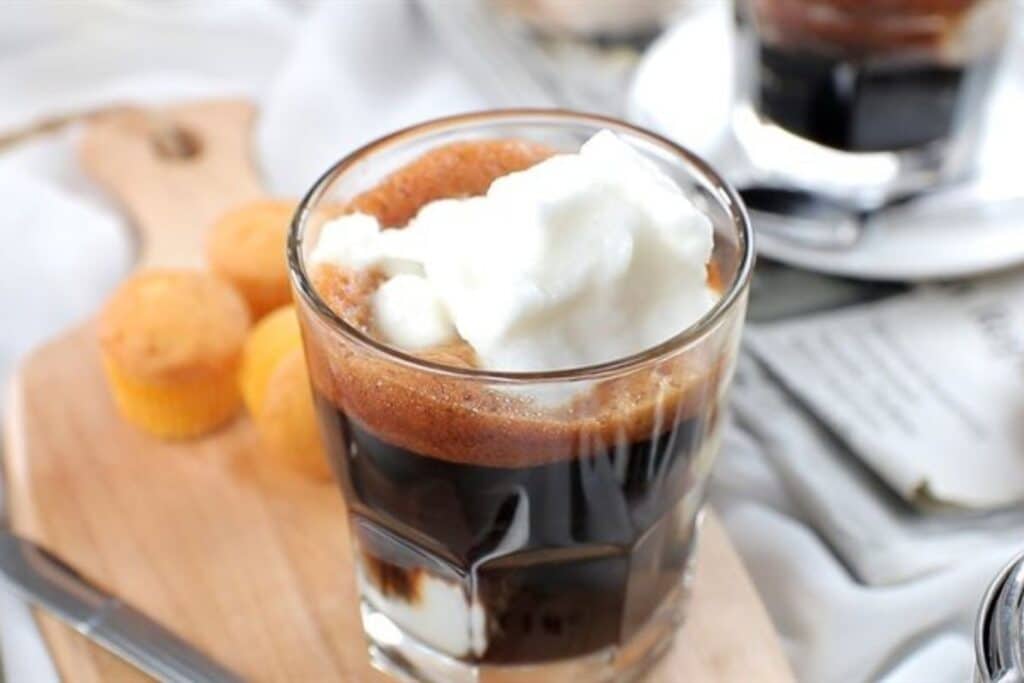 coconut coffee in a glass with creamer