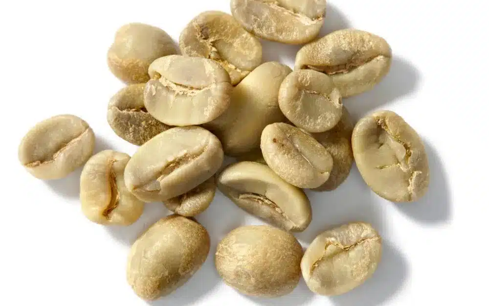 zoomed in view of white coffee beans