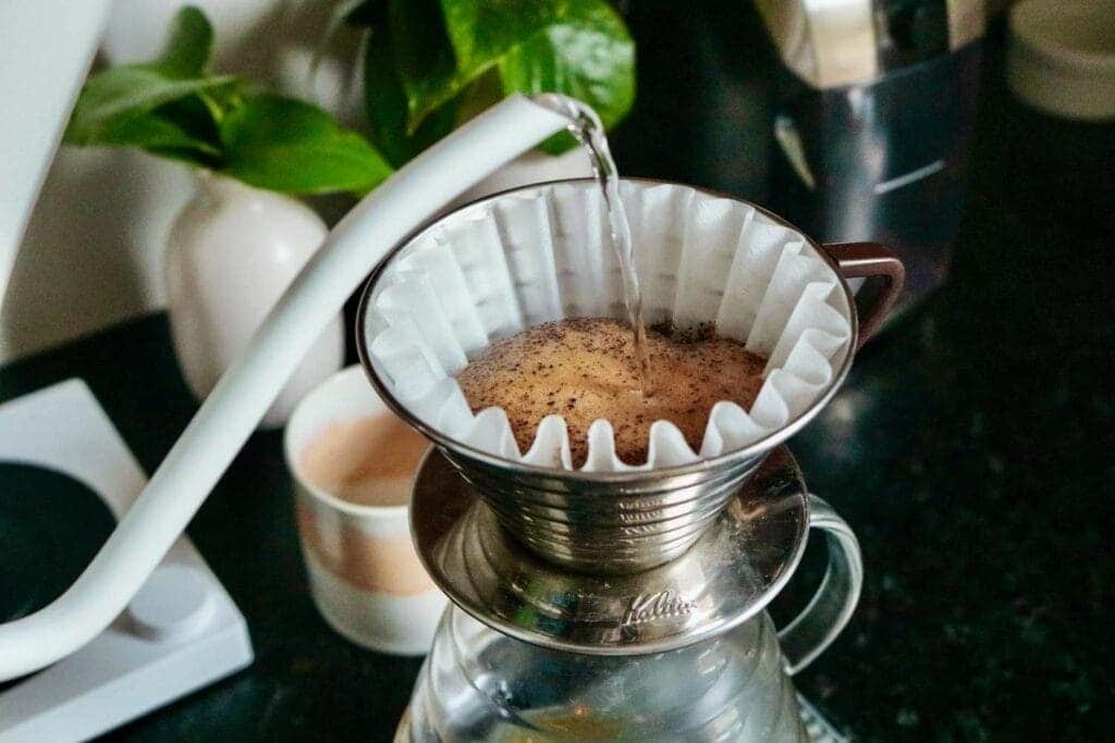 pour over coffee making in process