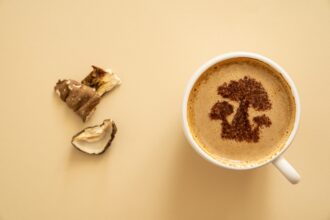 Mushroom Coffee Concept Mushroom Shaped Art On Coffee Cup