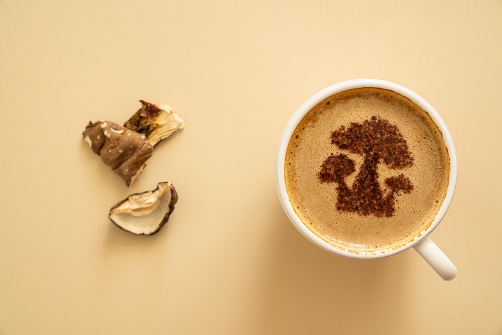 Mushroom Coffee Concept Mushroom Shaped Art On Coffee Cup