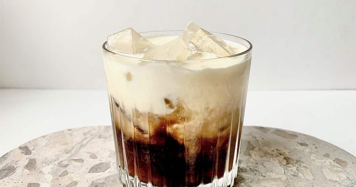 a glass of Flat White Russian Coffee cocktails