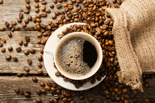 coffee cup and coffee beans